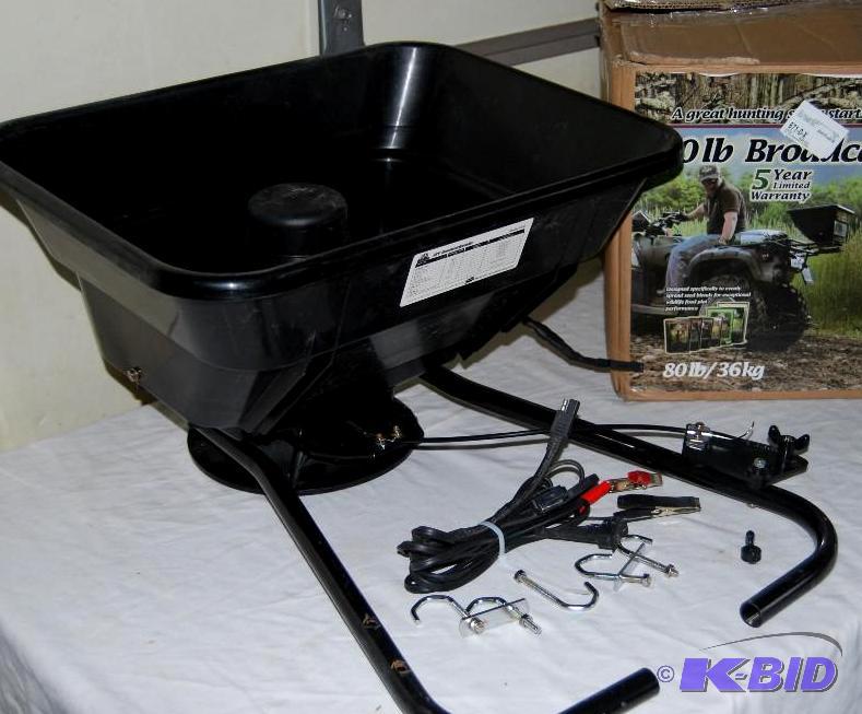 lot 9 image: 80lb ATV Broadcast Spreader, fits most metal ...