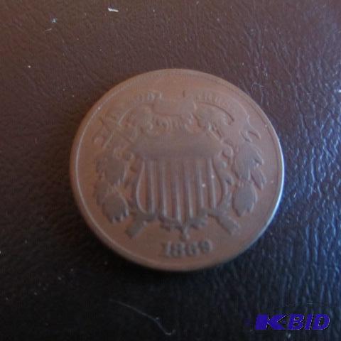 lot 12 image: 1869 US 2  cent
