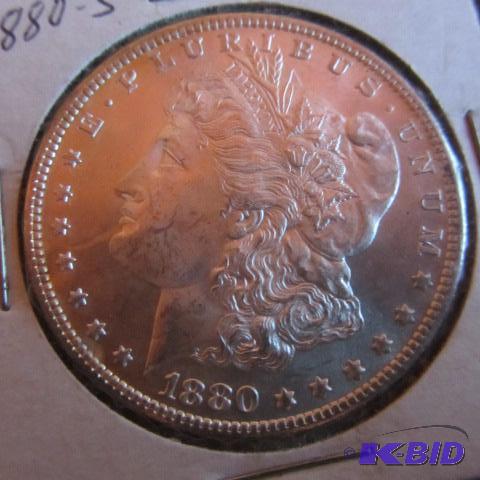 lot 13 image: 1880-S Morgan Silver Dollar