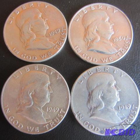 lot 142 image: 1949-50 Franklin Half Dollars