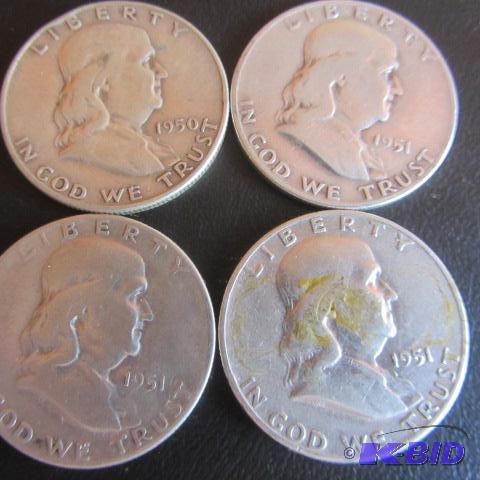 lot 143 image: 1950-51 Franklin Half Dollars