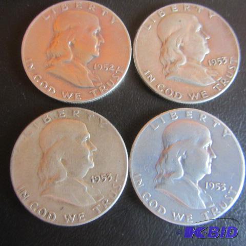 lot 146 image: 1952-53 Franklin n Half Dollars