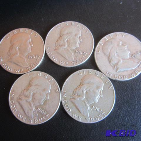 lot 155 image: 1962 Franklin Half Dollars