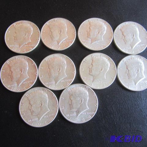 lot 162 image: 1964 Kennedy Half Dollars