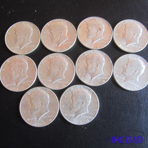 lot 163 image: 1964 Kennedy Half Dollars