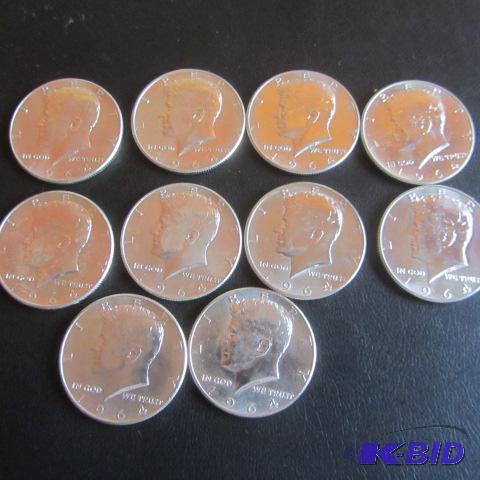 lot 165 image: 1964 Kennedy Half Dollars