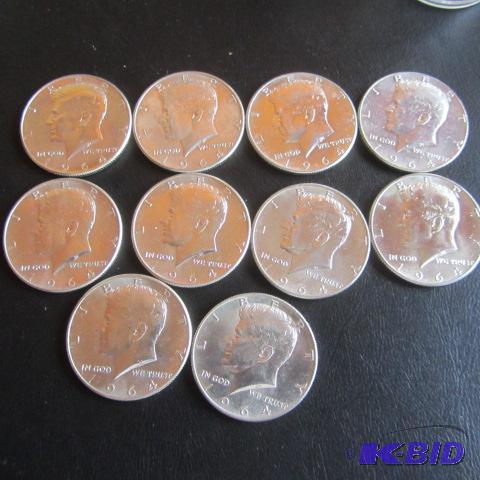 lot 166 image: 1964 Kennedy Half Dollars