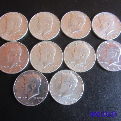 lot 167 image: 1964 Kennedy Half Dollars