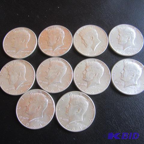 lot 168 image: 1964 Kennedy Half Dollars