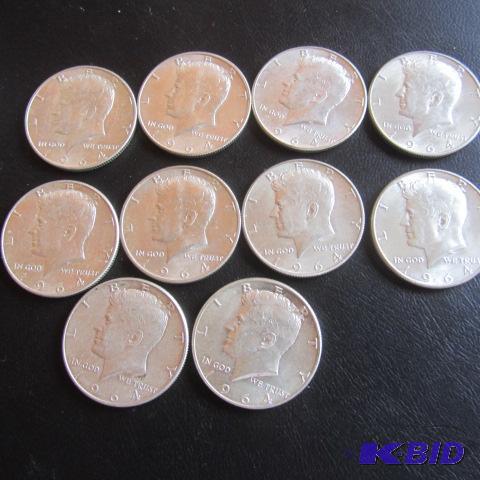 lot 169 image: 1964 Kennedy Half Dollars