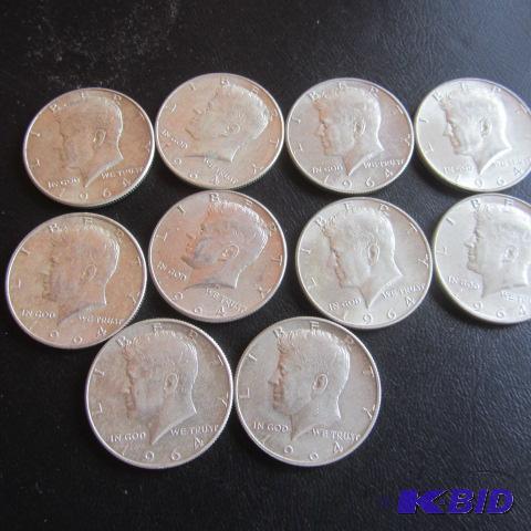 lot 173 image: 1964 Kennedy Half Dollars