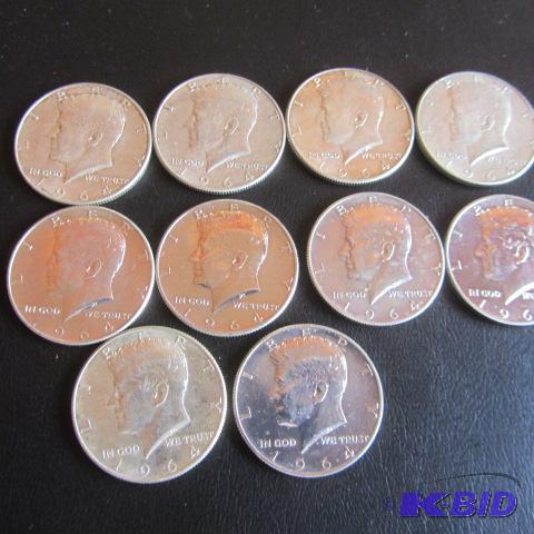 lot 174 image: 1964 Kennedy Half Dollars