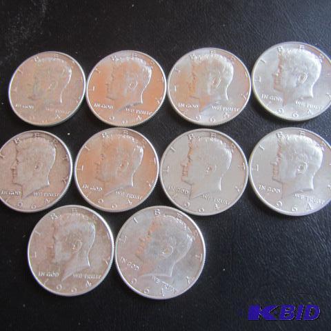 lot 175 image: 1964 Kennedy Half Dollars