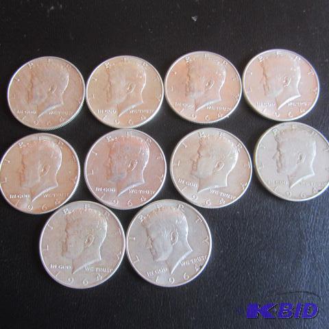 lot 176 image: 1964 Kennedy Half Dollars