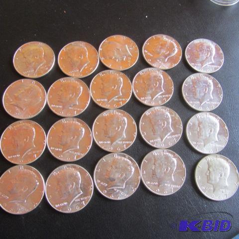 lot 186 image: 1967 Kennedy Half Dollars