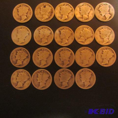 lot 208 image: Mercury Dimes