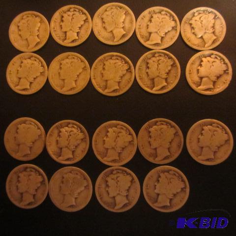 lot 209 image: Mercury Dimes