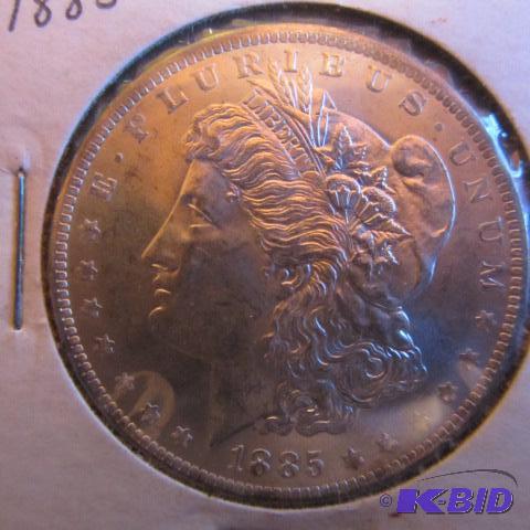 lot 21 image: 1885-O Morgan Silver Dollar