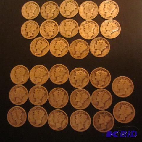 lot 211 image: Mercury Dimes
