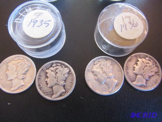 lot 215 image: Mercury Dimes