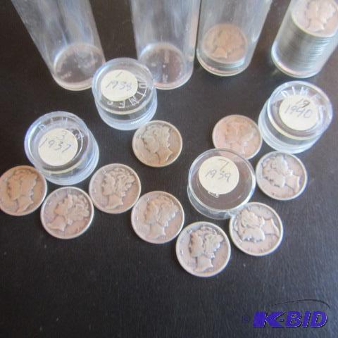 lot 216 image: Mercury Dimes