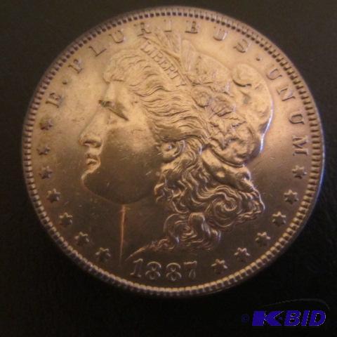 lot 33 image: 1887-P Morgan Silver Dollar