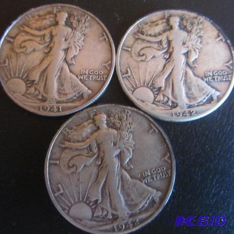 lot 44 image: Walking Liberty Half Dollars
