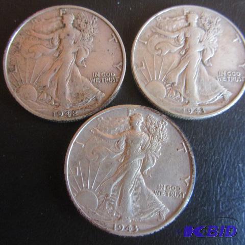 lot 45 image: Walking Liberty Half Dollars