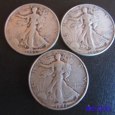 lot 48 image: Walking Liberty Half Dollars