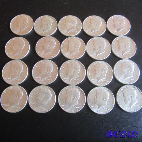 lot 52 image: 1964 Kennedy Half Dollars