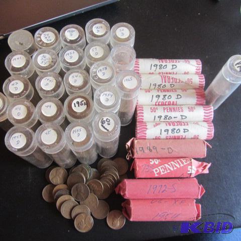 lot 98 image: Mixed Year Pennies 1930-80