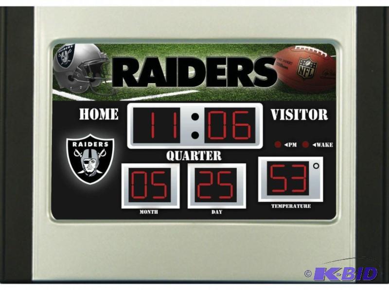 lot 58 image: Team Sports Oakland Raiders Scoreboard Desk Clock