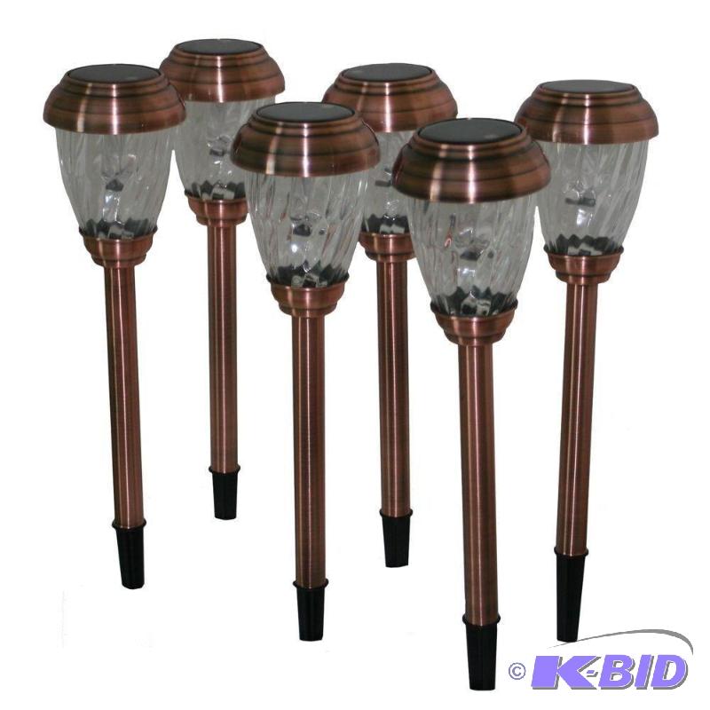 lot 72 image: 6-Pc. Smart Solar Charleston Solar Pathway Lights, COPPER