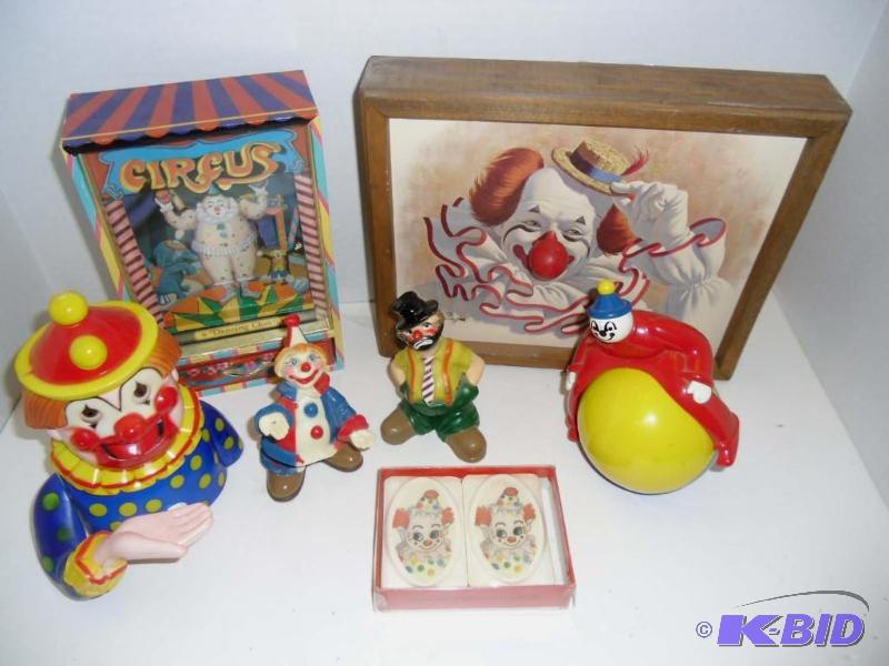 Lot # 4 Clowns - Music Boxes, Banks, Wilton Cake Toppers, Soap