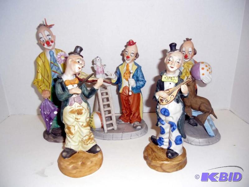 Lot # 8 Clowns  Lot of 5 Large Porcelain