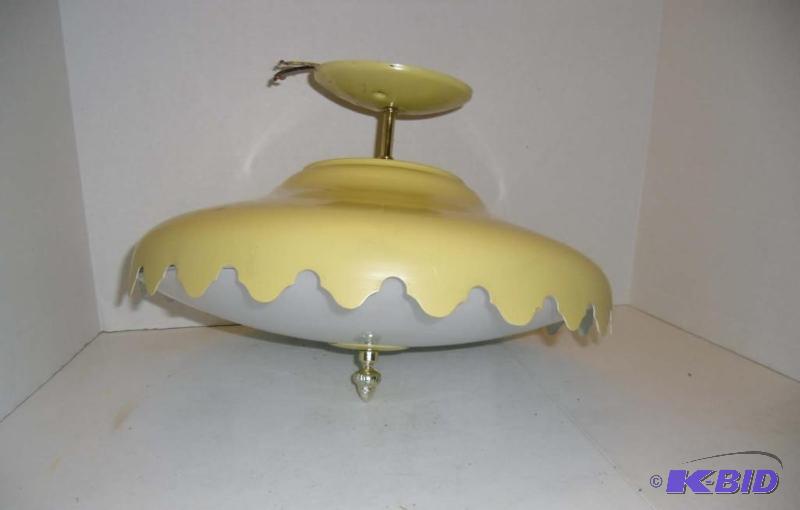 1970s Harvest Gold Ceiling Light Fixture