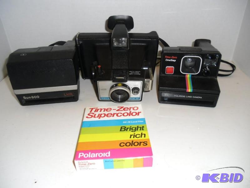 3 Polarioid Instant Cameras & Box of Film