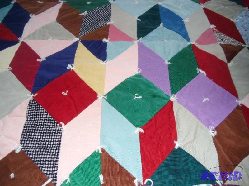 Handmade Corduroy Fabric Quilt 80 X 65