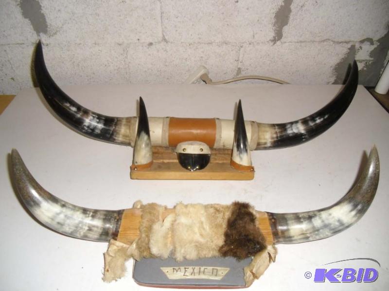 2 Sets Steer Horns Wall Mount - 1960s Mexico