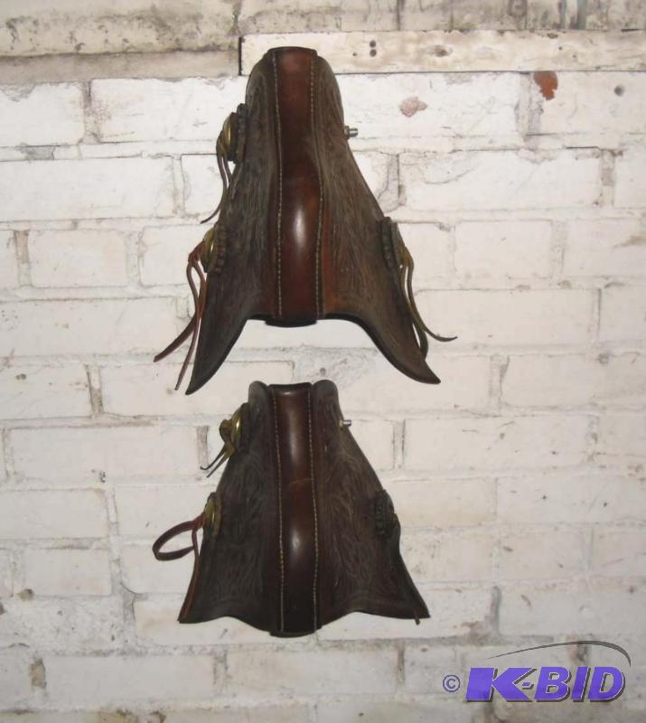 Lot # 1  Pair of Tooled Leather Tapaderos  Taps