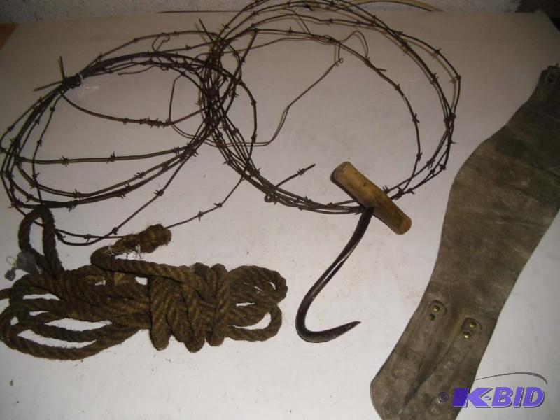 Mixesd lot of Barbed Wire, Hay Hook, Leather