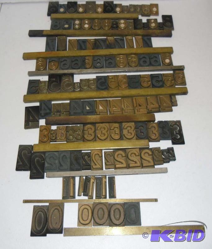 Vintage Brass Printers Type NUMBERS & Bars