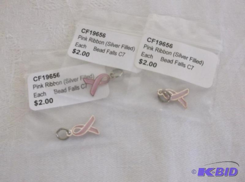 Sterling silver pink awareness cancer ribbon ...