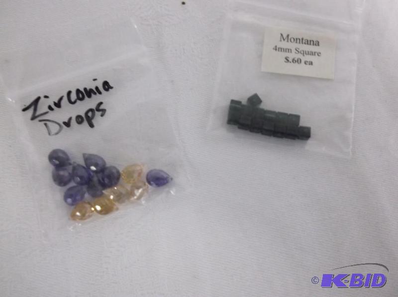 Zirconia Drops &amp 4mm Montana Squares....