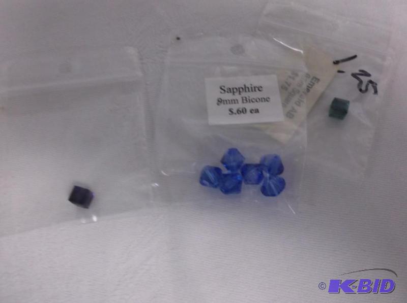 6mm Amethyst Square, 6mm Emerald AB, 8mm Sapp...