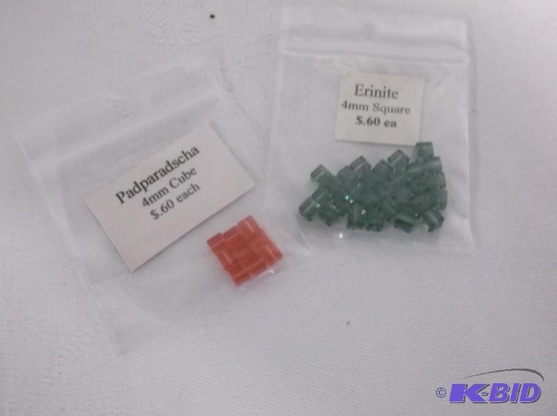 4mm Square Padparadscha &amp Erinite....