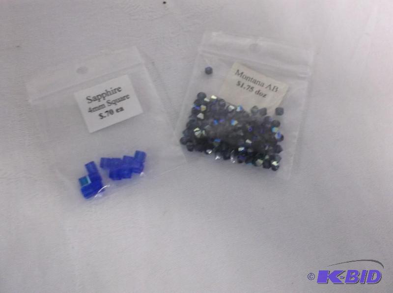 4mm Montana AB and 4mm square sapphire....