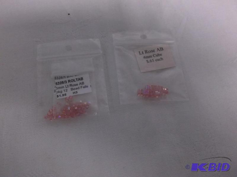 3mm Light rose AB and 4mm cubed light rose AB...