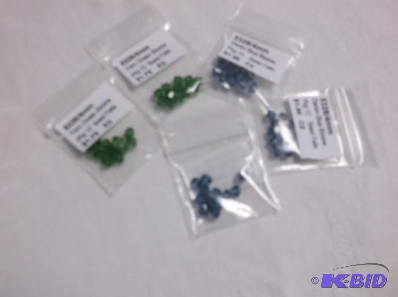 4mm Green fern and 4mm Denim blue....