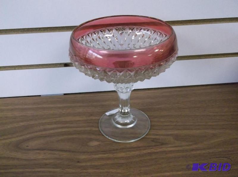 Beautiful Ruby flash candy dish. Measures 7 ...